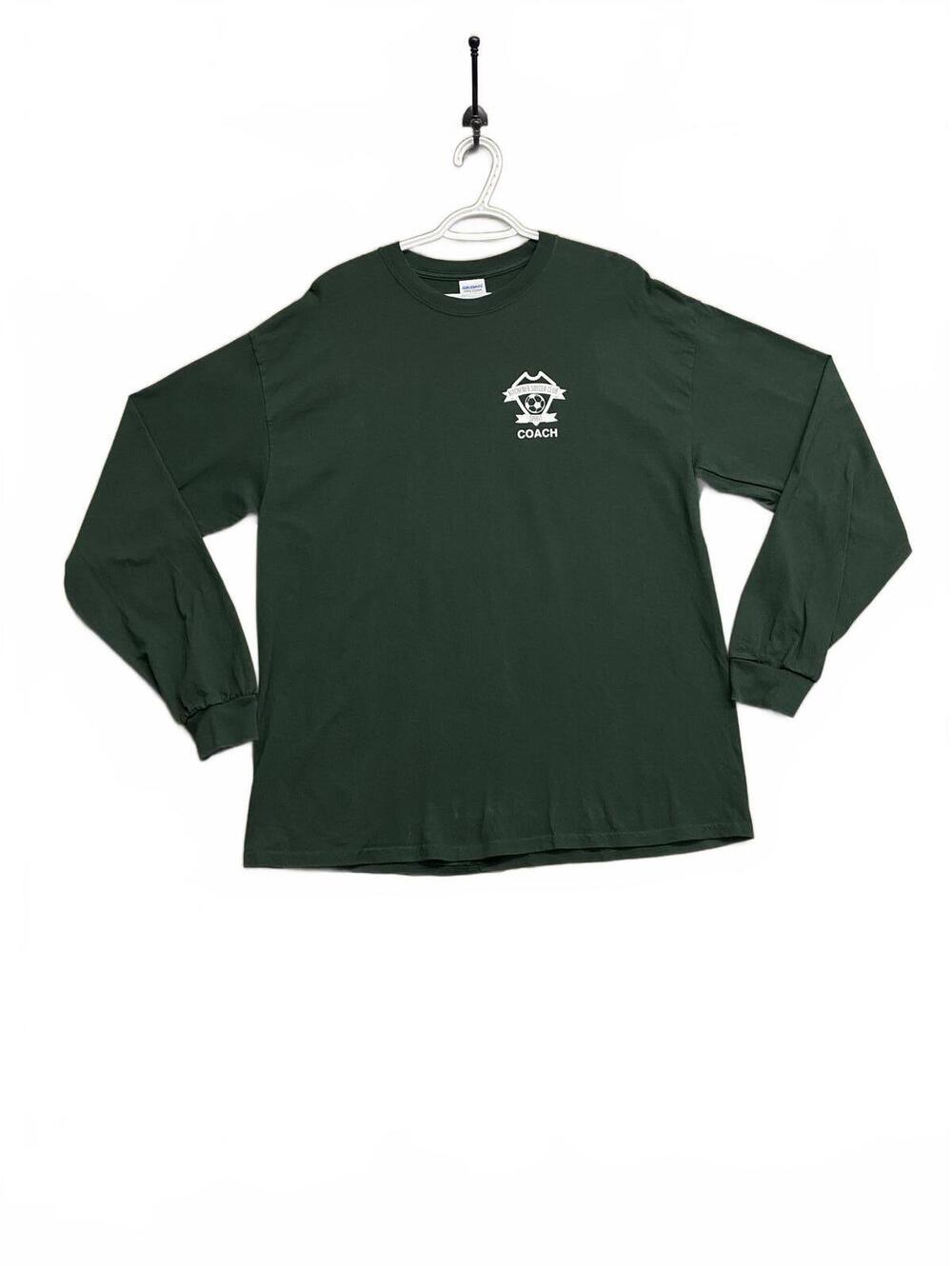 Kitchener Soccer Club Spirit Coach Green Long Sleeve Shirt Gildan Tag Sz Medium